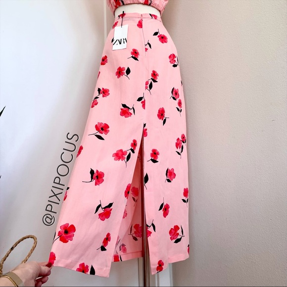Zara Skirts Zara 2 Piece Linen Skirt Set Pink Poshmark
